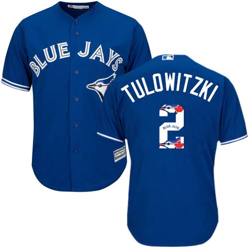 Blue Jays #2 Troy Tulowitzki Blue Team Logo Fashion Stitched MLB Jersey